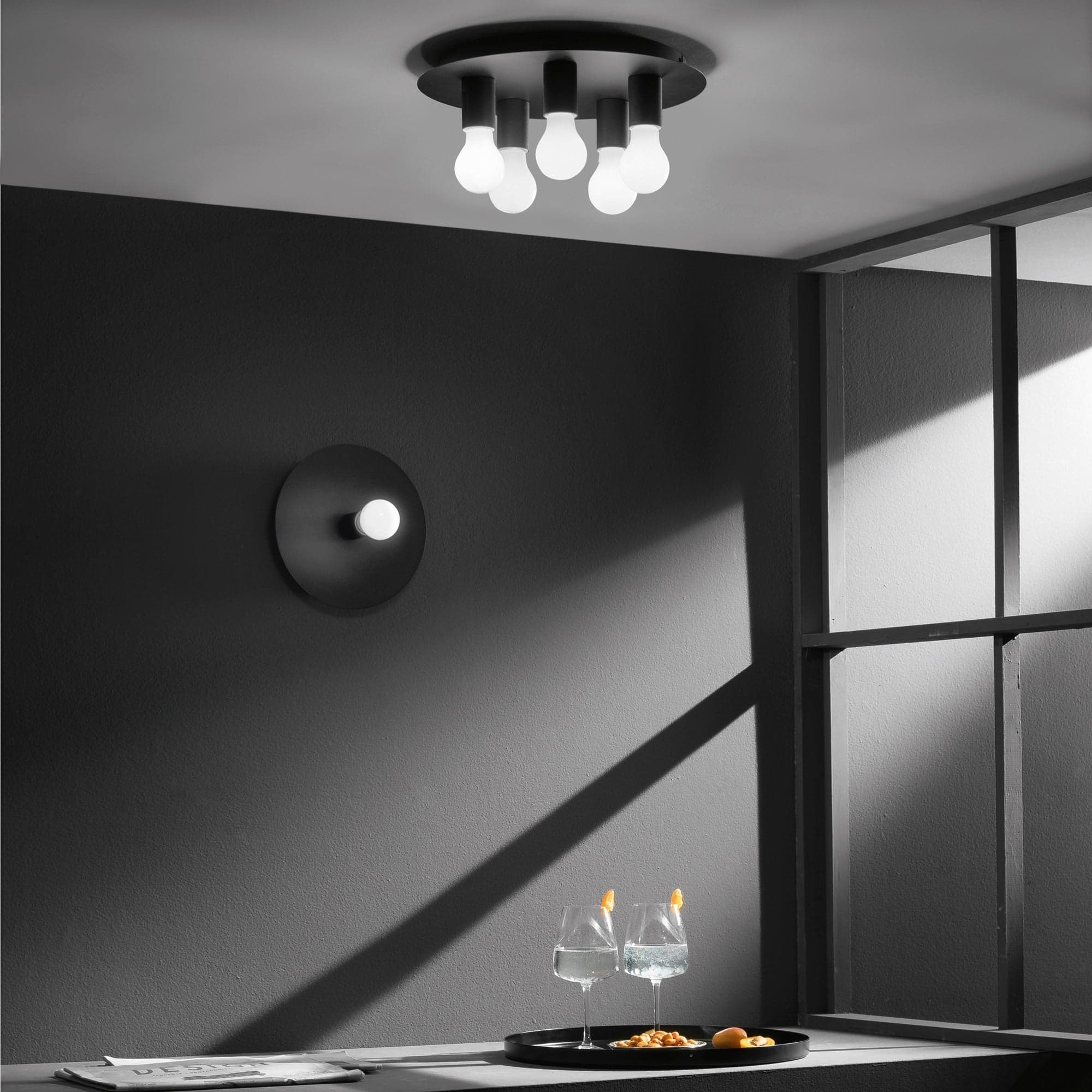 Plafoniera Nera 5Xe27 35X35X86Cm in Plafoniere Led Mall Home - Napoli, commercioVirtuoso.it