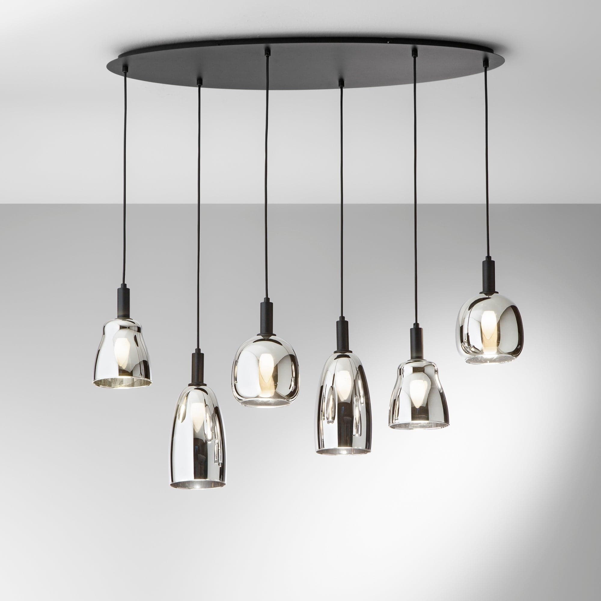 Lampadario a sospensione a sei luci Nera 6Xe14 101X34X150Cm in Lampade a sospensione Led Mall Home - Napoli, commercioVirtuoso.it
