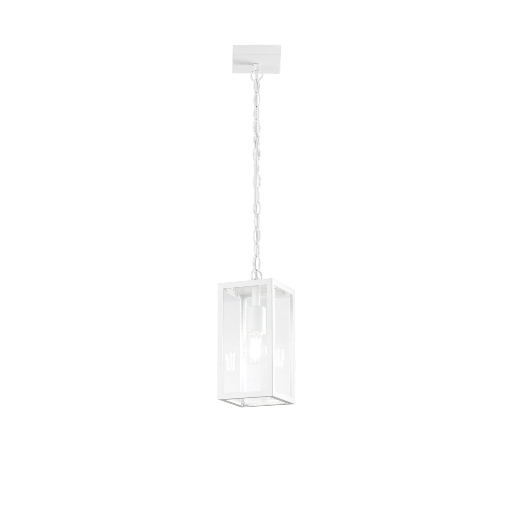 Sospensione in metallo e vetro bianco 1xe27 90x13x26cm