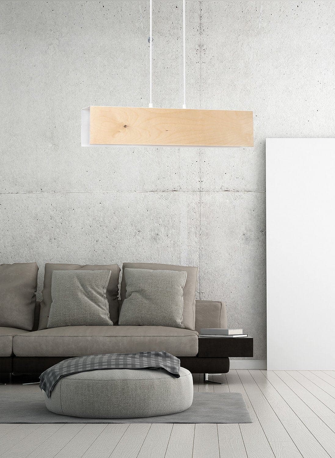 Lampadario 2 Luci Carlo In Acciaio Bianco Corpo Rettangolare E Legno Naturale in Lampade a sospensione LuceArt - Montecorvino Pugliano, commercioVirtuoso.it
