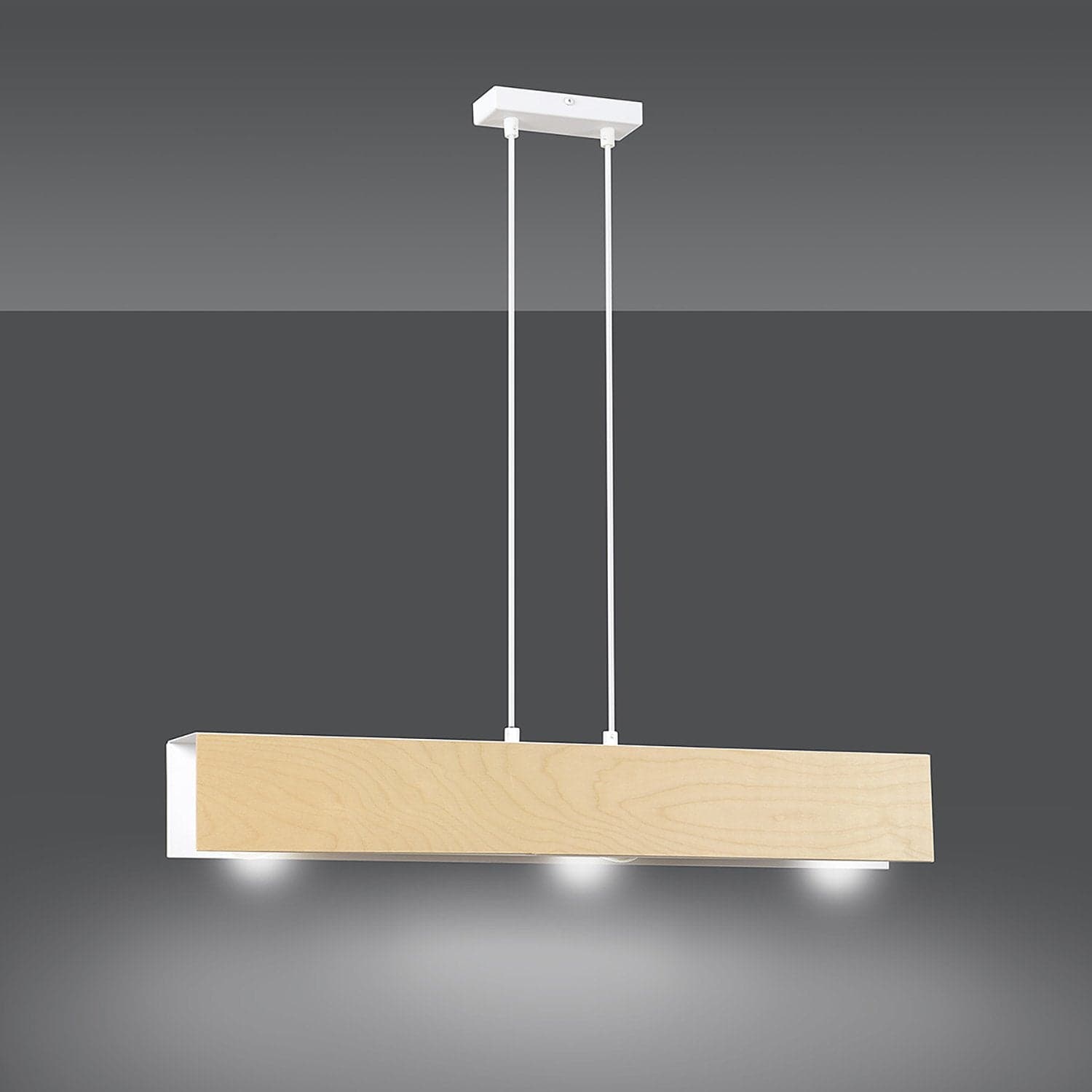 Lampadario 3 Luci Carlo In Acciaio Bianco Corpo Rettangolare E Legno Naturale in Plafoniere LuceArt - Montecorvino Pugliano, commercioVirtuoso.it