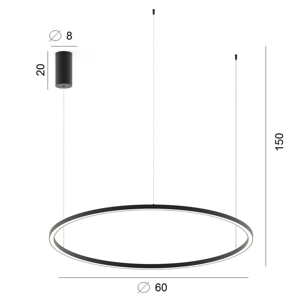 Lampadario a sospensione Nero 30W 4500Lm cct 60X60X150Cm in Lampade a sospensione Led Mall Home - Napoli, commercioVirtuoso.it