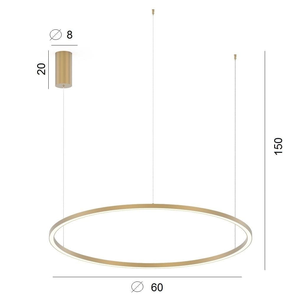 Lampadario a sospensione Oro 30W 4500Lm cct 60X60X150Cm in Lampade a sospensione Led Mall Home - Napoli, commercioVirtuoso.it