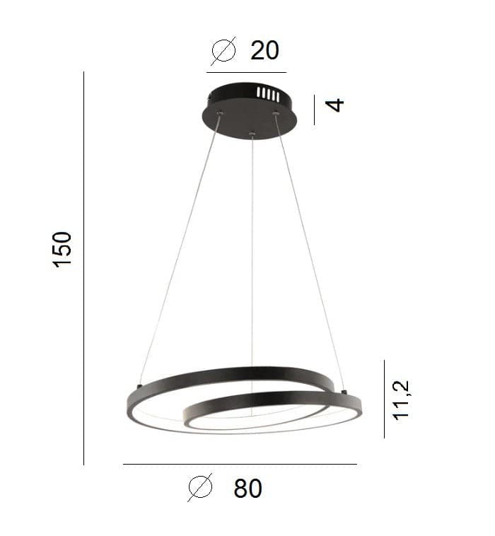 Lampadario a sospensione Led cct Nera 60W 8000Lm 80X11,2X150Cm in Lampade a sospensione Led Mall Home - Napoli, commercioVirtuoso.it