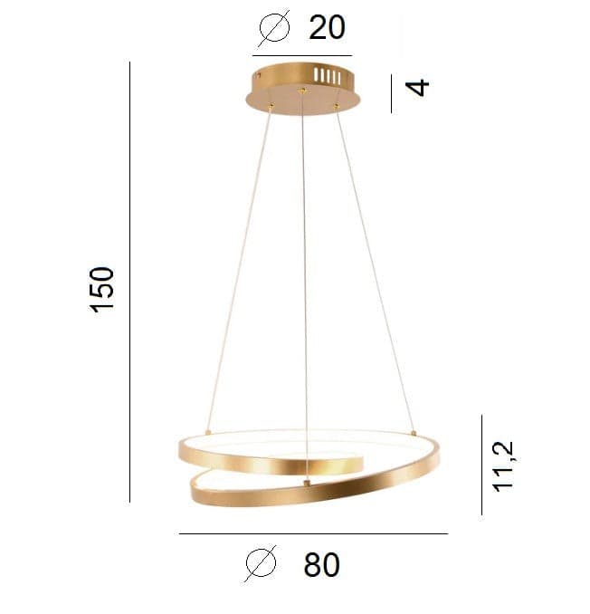 Lampadario a sospensione Led cct Oro 60W 8000Lm 80X11,2X150Cm in Lampade a sospensione Led Mall Home - Napoli, commercioVirtuoso.it