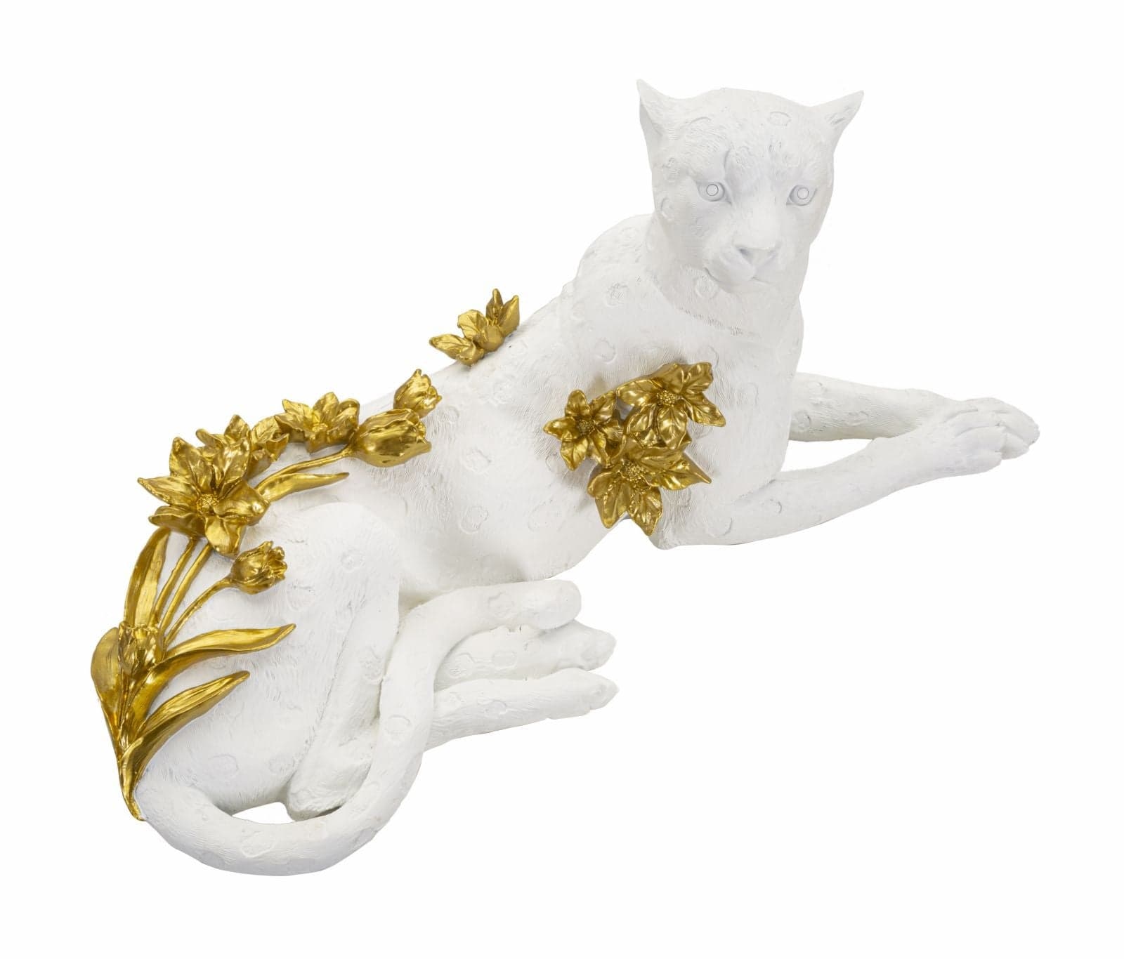 Leopardo White/Gold Cm 53X21,5X24 in Statue Led Mall Home - Napoli, commercioVirtuoso.it