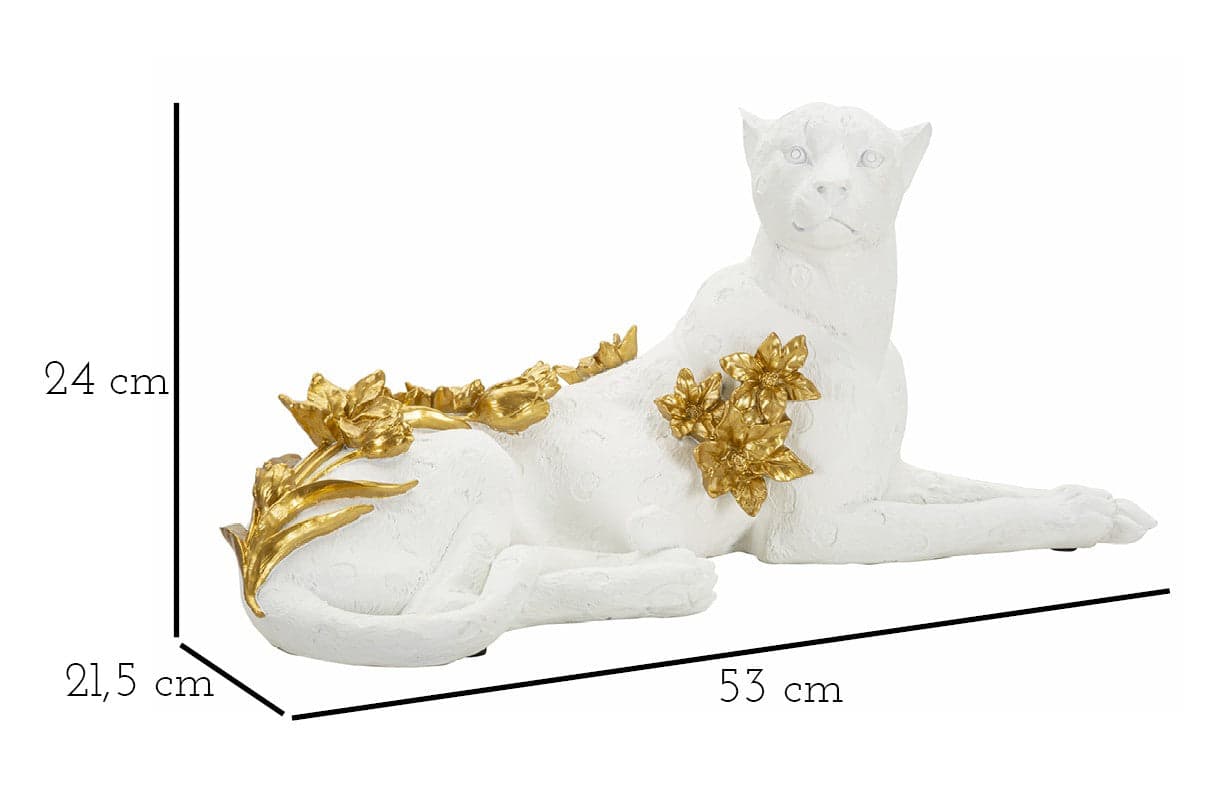 Leopardo White/Gold Cm 53X21,5X24 in Statue Led Mall Home - Napoli, commercioVirtuoso.it
