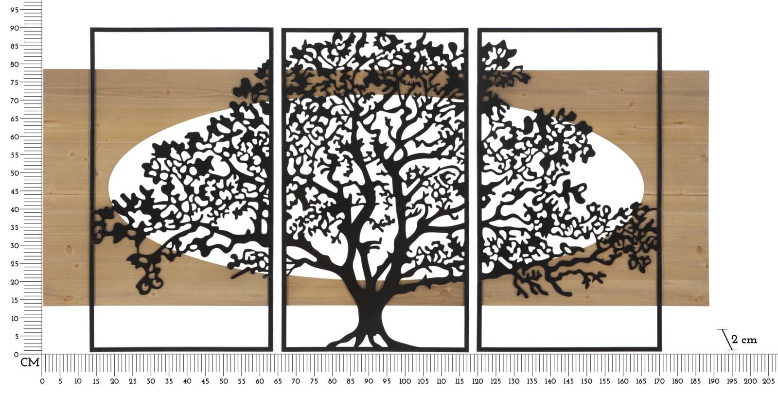 Pannello Da Muro Tree Ferro E Wood Set 3Pz Cm 176X2X90 (63X2X90-50X2X90) in Sculture a parete Led Mall Home - Napoli, commercioVirtuoso.it