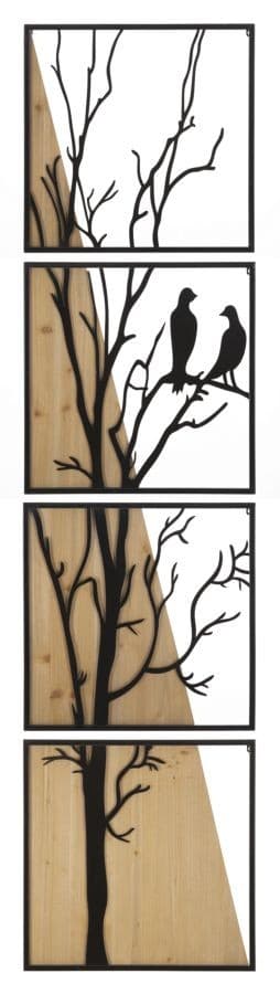 Pannello Da Muro Bird Ferro E Wood Set 4Pz 50X2X200 (50X2X50)