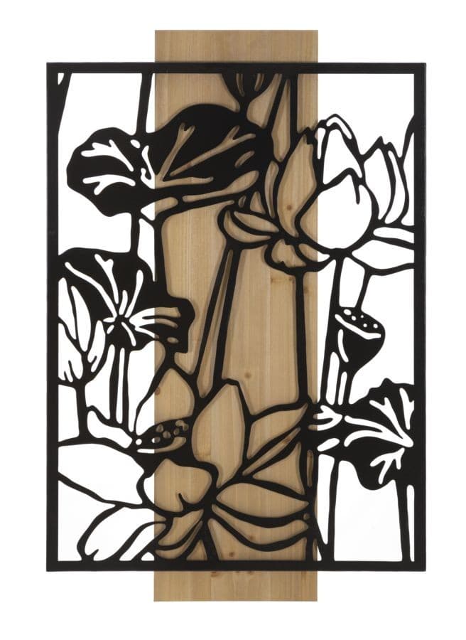 Pannello Da Muro Lotus Ferro E Wood Cm 60X2X90
