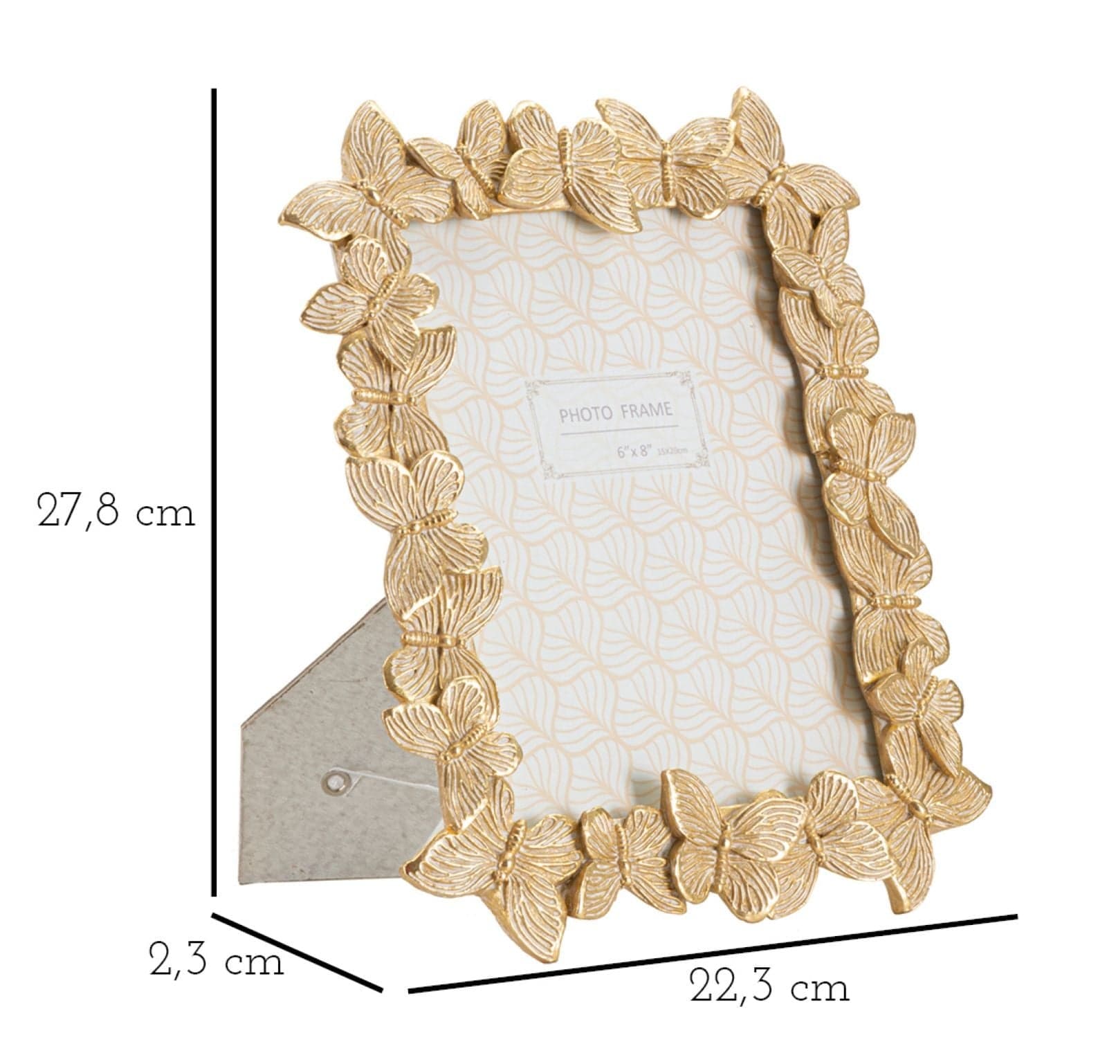 Cornice Farfalle Glod Cm 22,3X2,3X27,8 (Misura Interna Cm 15X20) in Cornici da parete e da tavolo Led Mall Home - Napoli, commercioVirtuoso.it