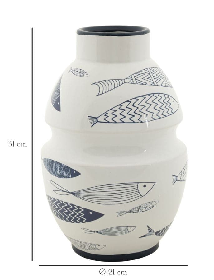 Vaso Ceramica Fish Cm Ø 21X31 in Vasi tradizionali Led Mall Home - Napoli, commercioVirtuoso.it