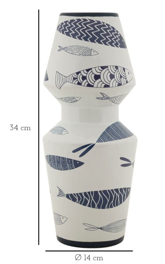 Vaso Ceramica Fish Double Cm Ø 14X34 in Vasi tradizionali Led Mall Home - Napoli, commercioVirtuoso.it
