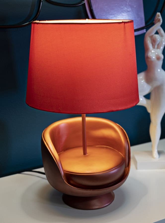 Lampada Da Comodino Midcentury Rossa Cm Ø 26X43 in Lampade da tavolo e abat-jour Led Mall Home - Napoli, commercioVirtuoso.it