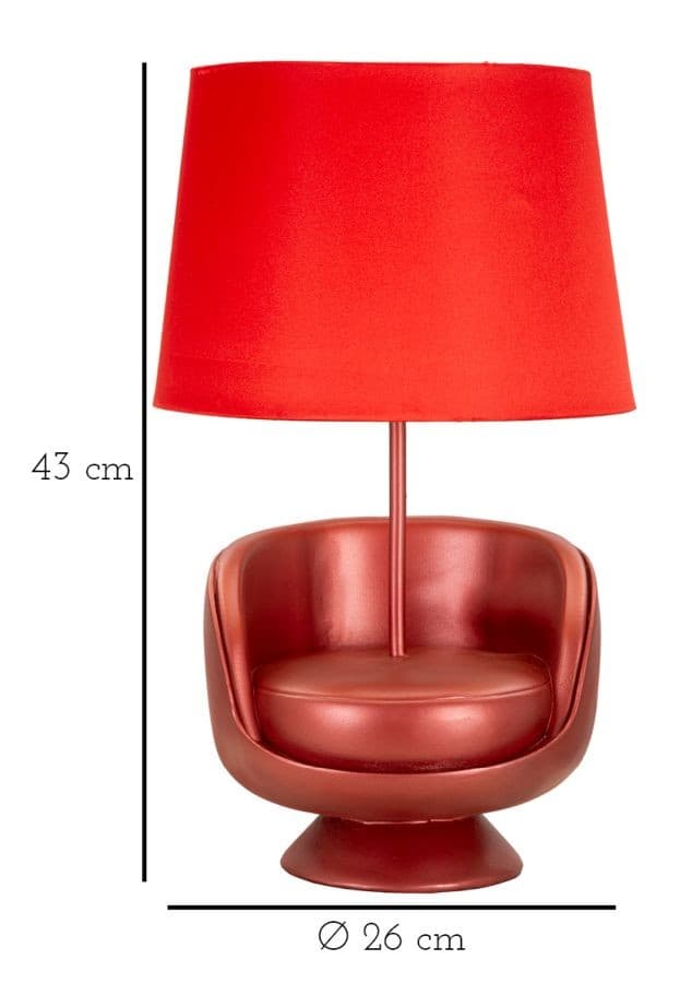 Lampada Da Comodino Midcentury Rossa Cm Ø 26X43 in Lampade da tavolo e abat-jour Led Mall Home - Napoli, commercioVirtuoso.it