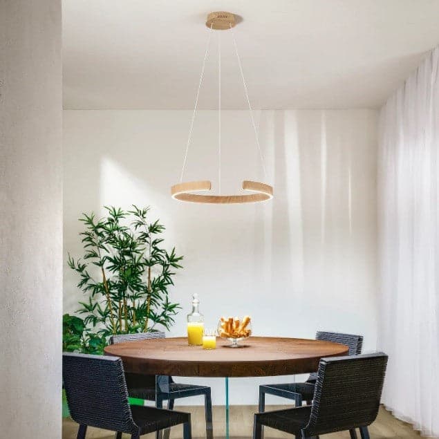 Sospensione semicircolare Led cct Legno 30W 3900Lm 60X60X150Cm in Lampade a sospensione Led Mall Home - Napoli, commercioVirtuoso.it