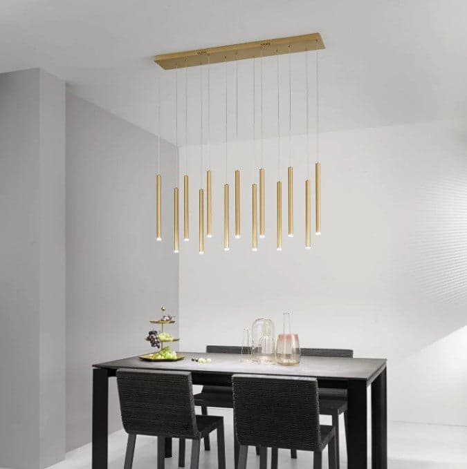 Sospensione Led con struttura tubolare lineare cct Oro 65W 6110Lm 200X107,5X3.5Cm in Lampade a sospensione Led Mall Home - Napoli, commercioVirtuoso.it