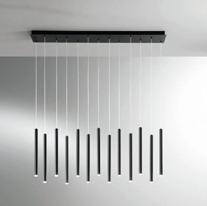Sospensione Led con struttura tubolare lineare cct Nero 65W 6110Lm 200X107,5X3.5Cm in Lampade a sospensione Led Mall Home - Napoli, commercioVirtuoso.it