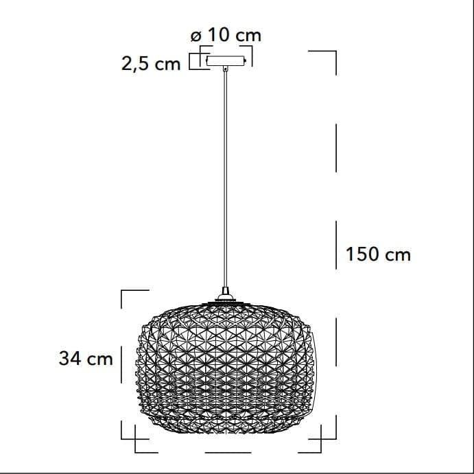 Lampadario a sospensione Sferica Trasparente 1Xe27 40X150X10Cm in Lampade a sospensione Led Mall Home - Napoli, commercioVirtuoso.it