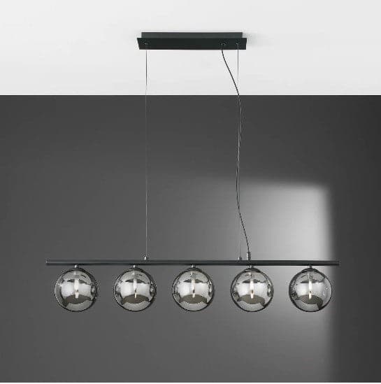 Lampadario a Sospensione lineare diffusori in vetro soffiato Nera 5Xg9 100X15X166Cm in Lampade a sospensione Led Mall Home - Napoli, commercioVirtuoso.it