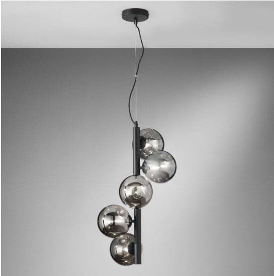 Lampadario a sospensione diffusori in vetro soffiato Nera 5Xg9 36,1X183X12Cm in Lampade a sospensione Led Mall Home - Napoli, commercioVirtuoso.it