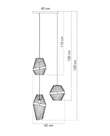 Lampadario a sospensione a tre luci in metallo Nero/Oro 3Xe27 42X40X150Cm in Lampade a sospensione Led Mall Home - Napoli, commercioVirtuoso.it