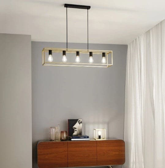 Lampadario a sospensione Nera/Oro 5Xe27 100X20X150Cm in Lampade a sospensione Led Mall Home - Napoli, commercioVirtuoso.it