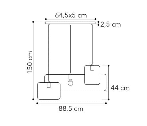 Lampadario a sospensione Bianco Nickel 3Xe27 88,5X150X64,5Cm in Lampade a sospensione Led Mall Home - Napoli, commercioVirtuoso.it