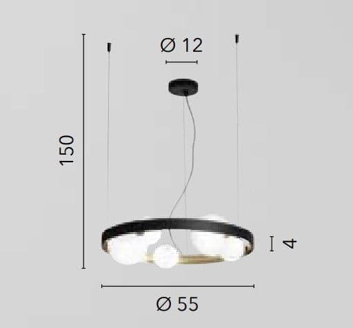Lampadario a sospensione Nero/Oro 5Xg9 55X12X150Cm in Lampade a sospensione Led Mall Home - Napoli, commercioVirtuoso.it