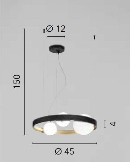 Lampadario a sospensione Nero/Oro 3Xg9 45X12X150Cm in Lampade a sospensione Led Mall Home - Napoli, commercioVirtuoso.it
