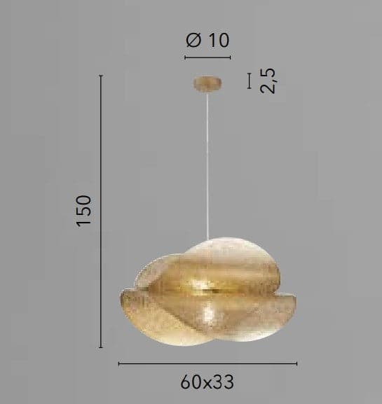 Lampadario a sospensione a doppia vela Oro 1Xe27 60X33X150Cm in Lampade a sospensione Led Mall Home - Napoli, commercioVirtuoso.it
