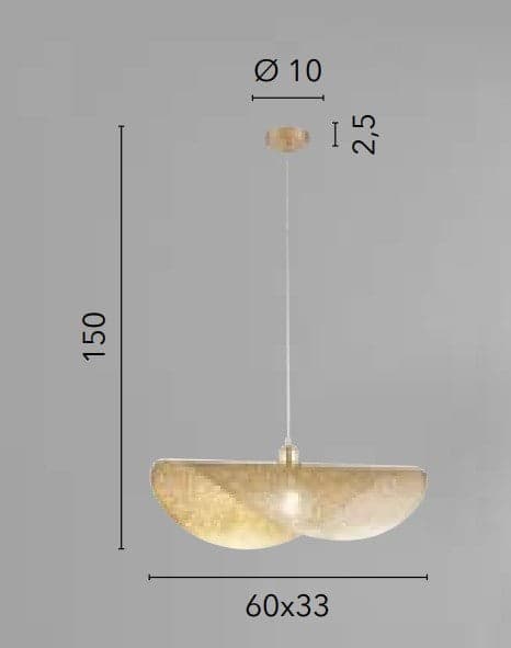 Lampadario a sospensione a vela singola 60 cm Bianca 1Xe27 60X33X150Cm in Lampade a sospensione Led Mall Home - Napoli, commercioVirtuoso.it