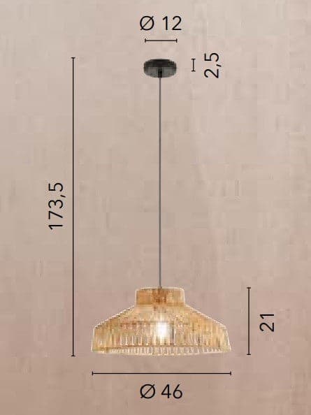 Lampada a Sospensione , 46 cm Trasparente 1Xe27 46X21X173,5Cm in Lampade a sospensione Led Mall Home - Napoli, commercioVirtuoso.it