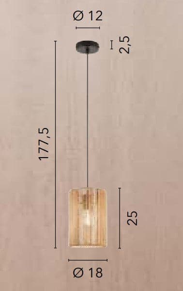 Lampada a Sospensione , 18 cm Trasparente 1Xe27 18X25X177,5Cm in Lampade a sospensione Led Mall Home - Napoli, commercioVirtuoso.it