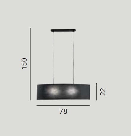 Lampadario a Sospensione in metallo con diffusore in tessuto Nera 2Xe27 78X78X150Cm in Lampade a sospensione Led Mall Home - Napoli, commercioVirtuoso.it