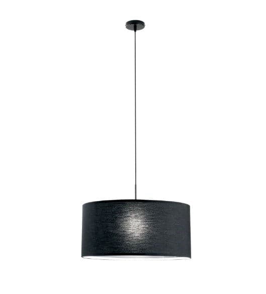 Lampadario a Sospensione in metallo con diffusore in tessuto Nera 1Xe27 53X53X150Cm