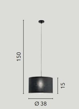 Lampadario a Sospensione in metallo con diffusore in tessuto Grigia 1Xe27 38X38X150Cm in Lampade a sospensione Led Mall Home - Napoli, commercioVirtuoso.it