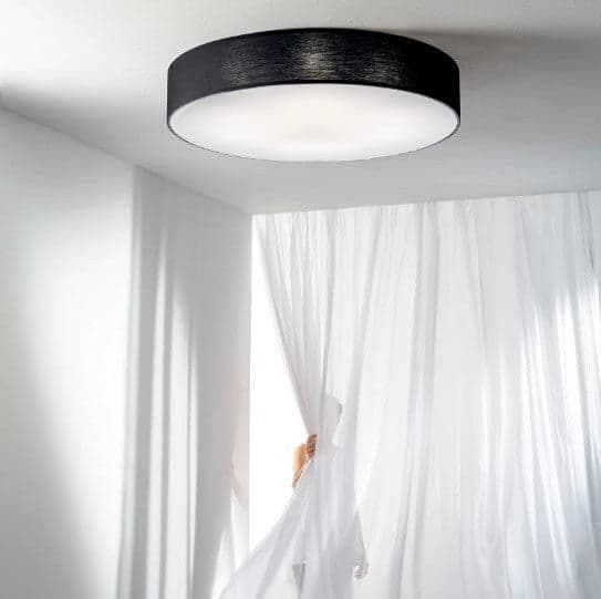 Plafoniera in metallo e tessuto Nera 4Xe27 57X57X15Cm in Plafoniere Led Mall Home - Napoli, commercioVirtuoso.it
