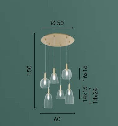 Lampadario a sospensione , sei diffusori Oro 6Xe14 60X50X150Cm in Lampade a sospensione Led Mall Home - Napoli, commercioVirtuoso.it