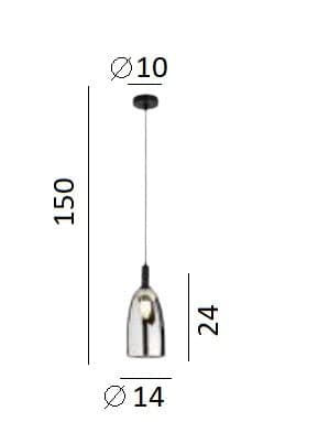 Lampadario a sospensione a luce singola Nera 1Xe14 14X24X150Cm in Lampade a sospensione Led Mall Home - Napoli, commercioVirtuoso.it