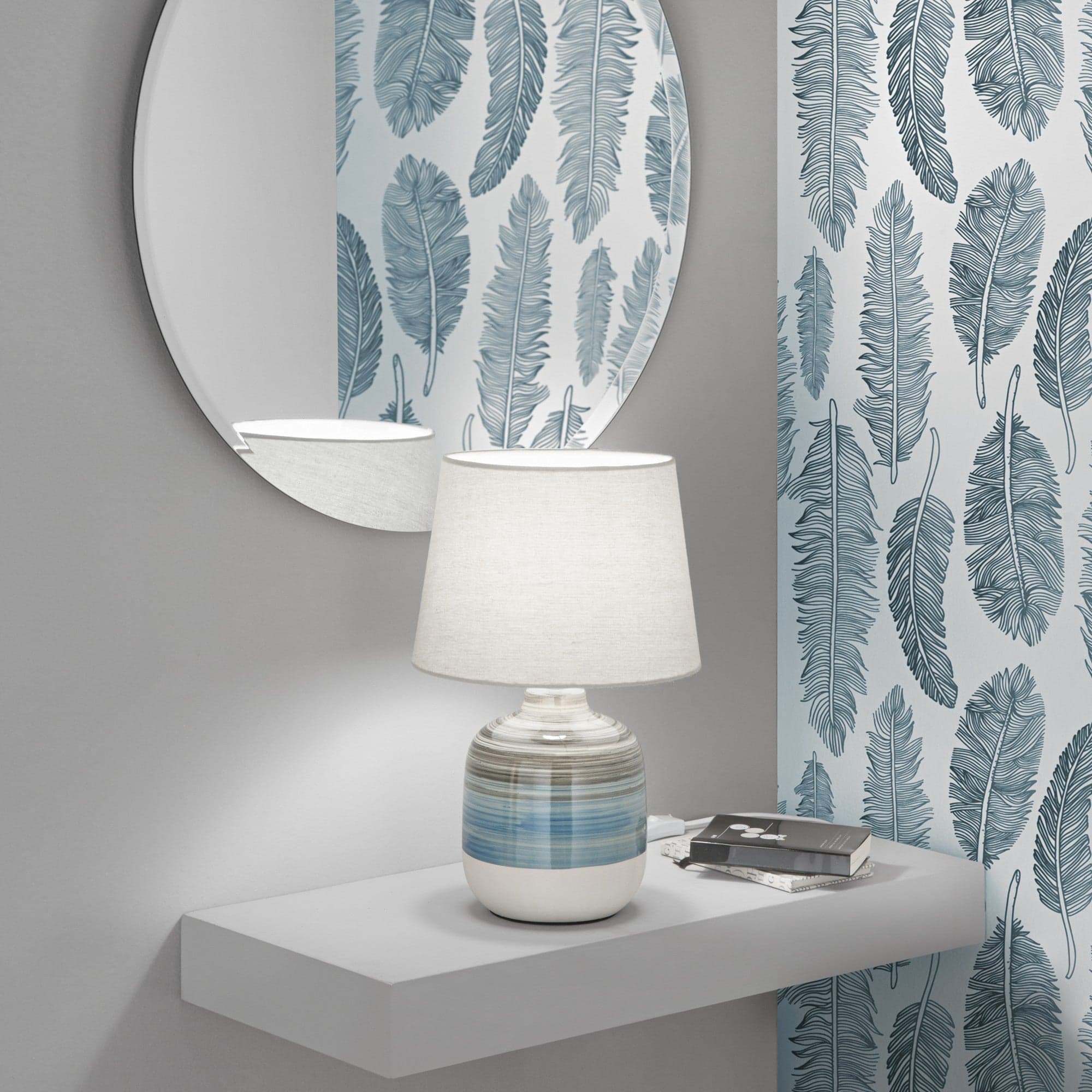 Lampada da tavolo grigio- azzurro 1XE27 25X25X39CM in Lampade da tavolo e abat-jour Led Mall Home - Napoli, commercioVirtuoso.it