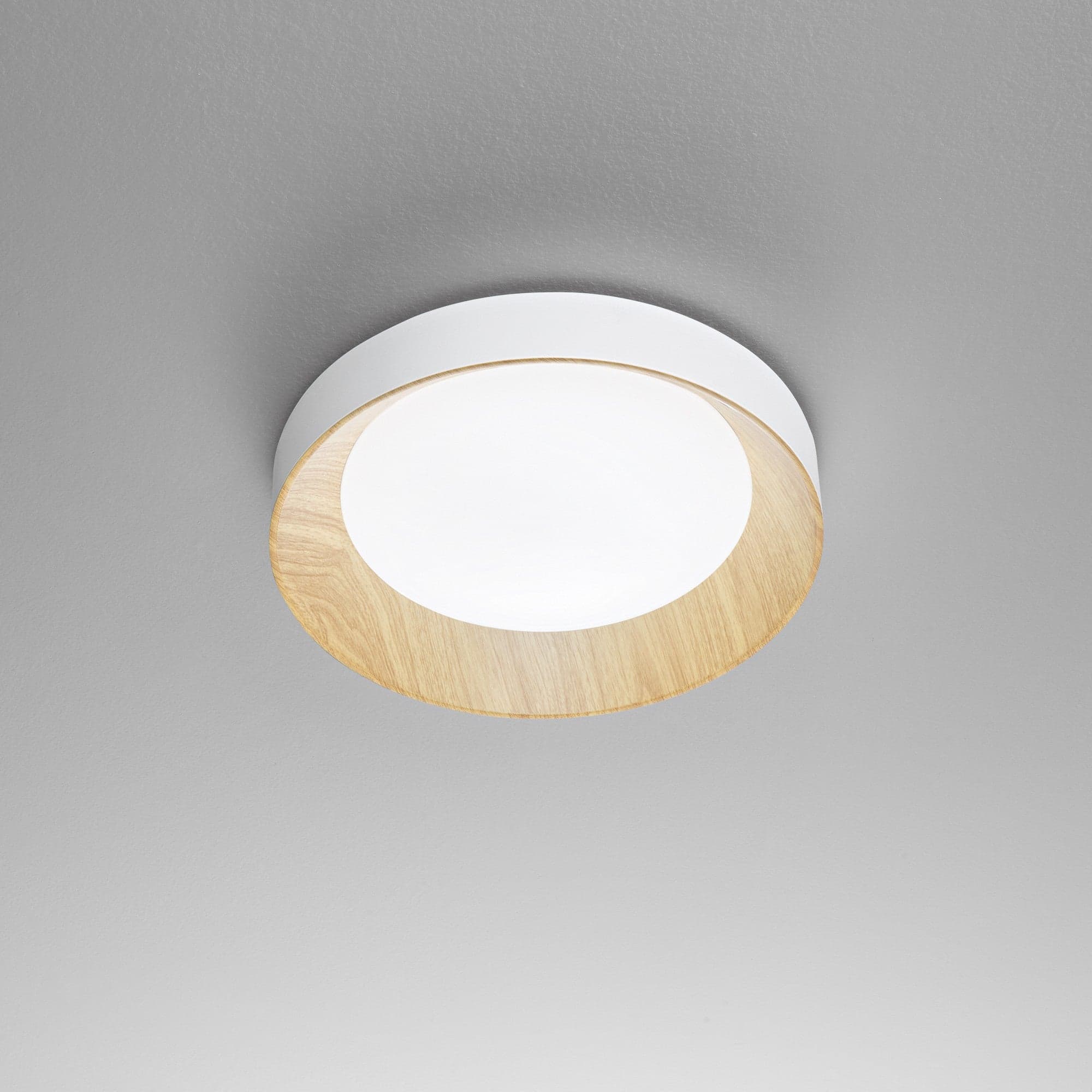 Plafoniera metallo Bianco con interno dall'Effetto Legno 40X8,5CM in Plafoniere Led Mall Home - Napoli, commercioVirtuoso.it