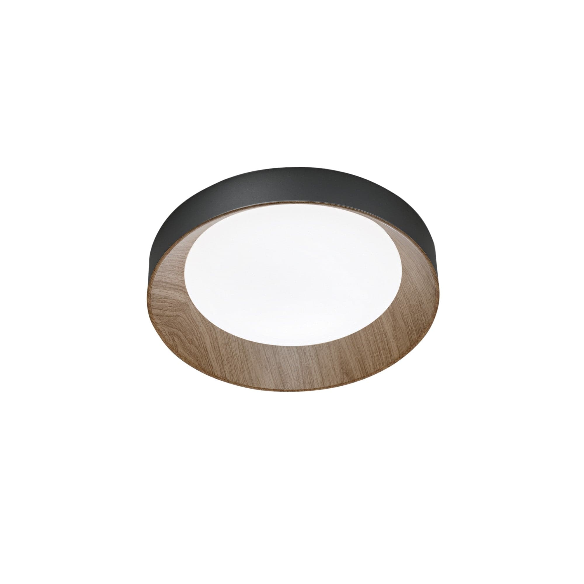 Plafoniera metallo Nero con interno dall'Effetto Legno 40X8,5CM