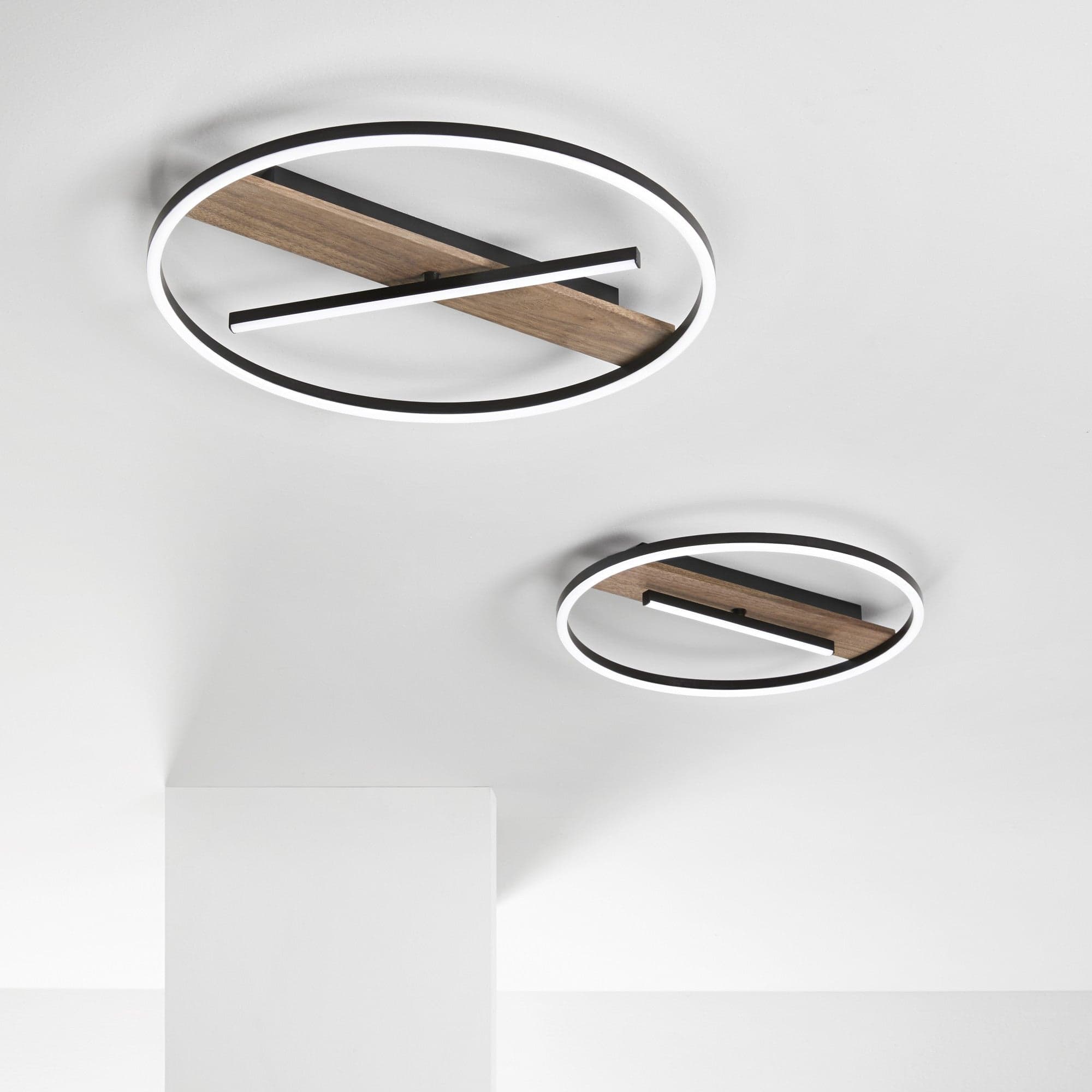 Plafoniera struttura in metallo e base Effetto Legno 50X5 CM in Plafoniere Led Mall Home - Napoli, commercioVirtuoso.it