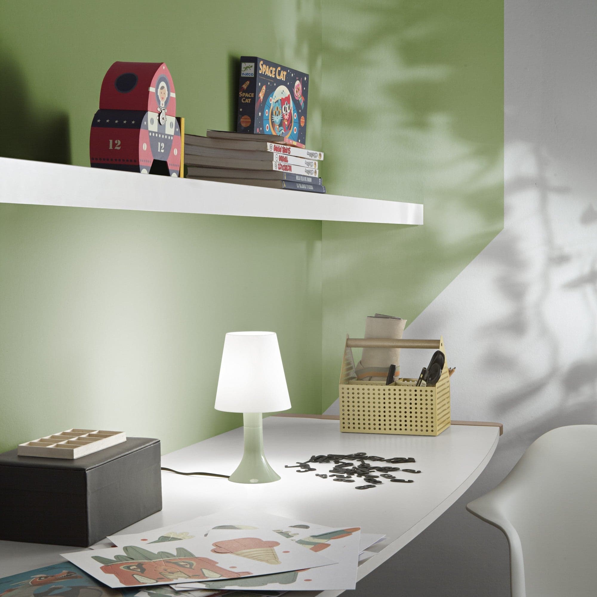 Lampada da tavolo con lumetto e diffusore in PC VERDE 24,5X13X9 cm in Lampade da tavolo e abat-jour Led Mall Home - Napoli, commercioVirtuoso.it