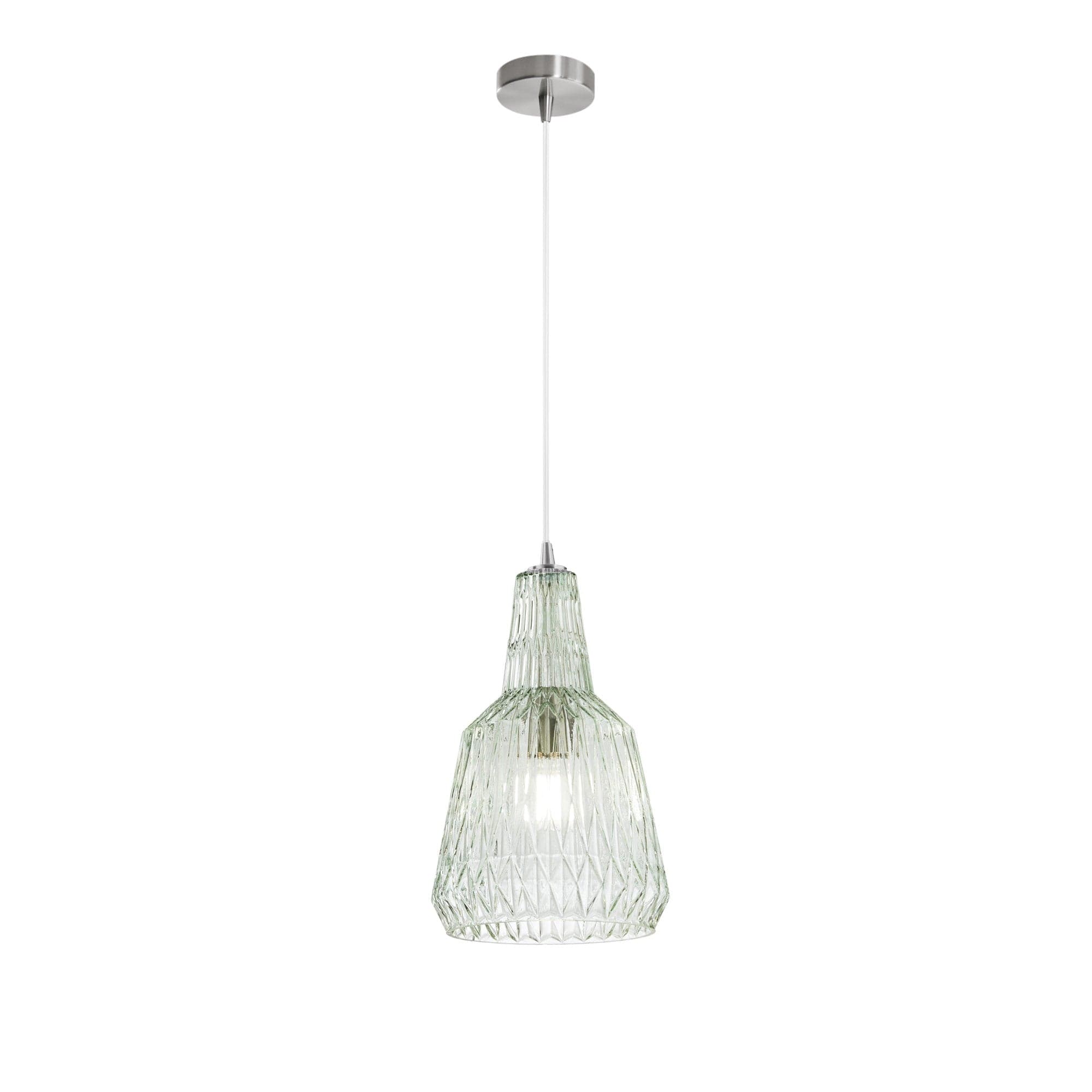 Lampadario in vetro cristallo sfaccettato VERDE 150X23X10CM