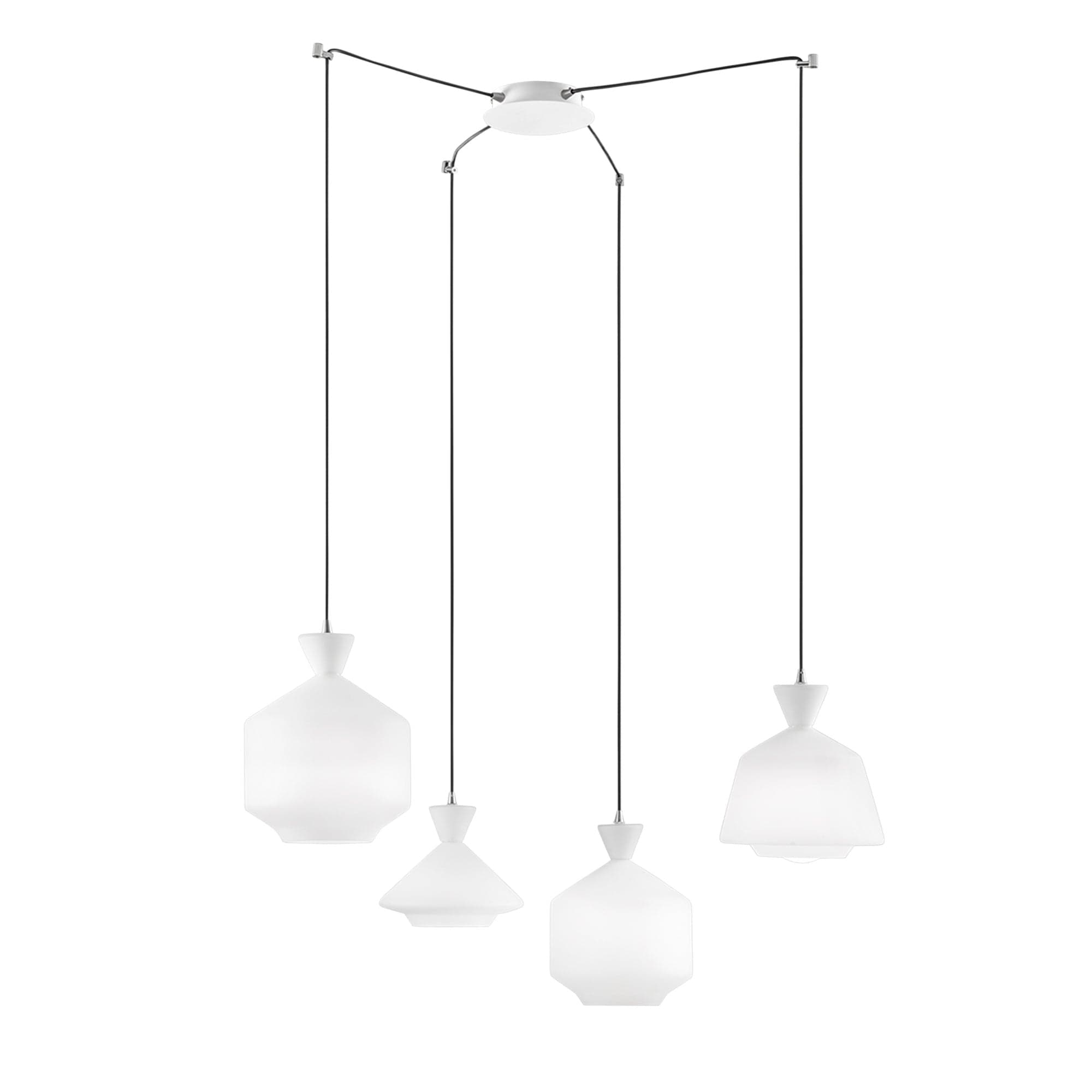Lampadario a sospensione Nero, quattro diffusori cavo regolabile 250 cm