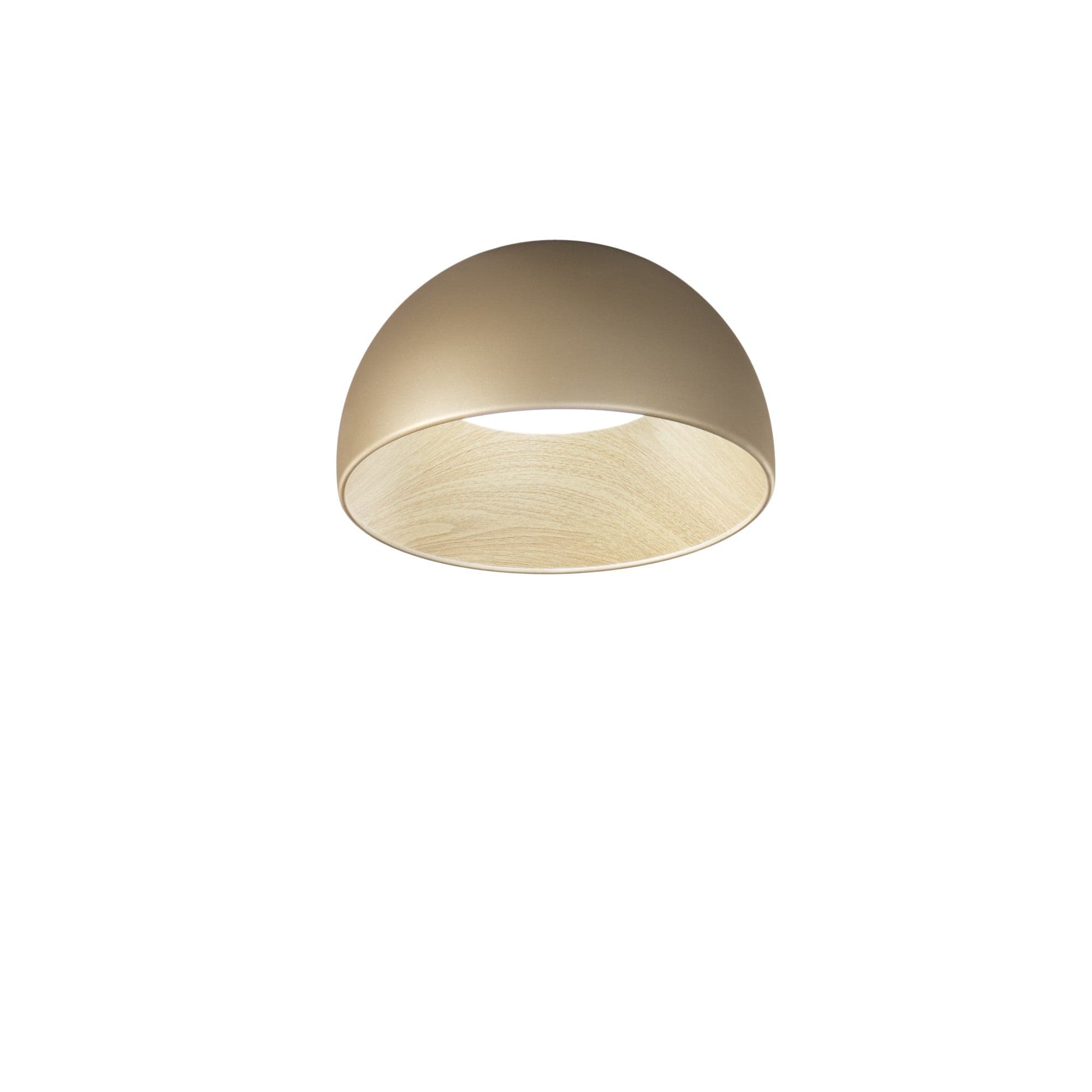 Plafoniera design contemporaneo in metallo alla forma sferica Effetto Legno Oro 23x35 cm