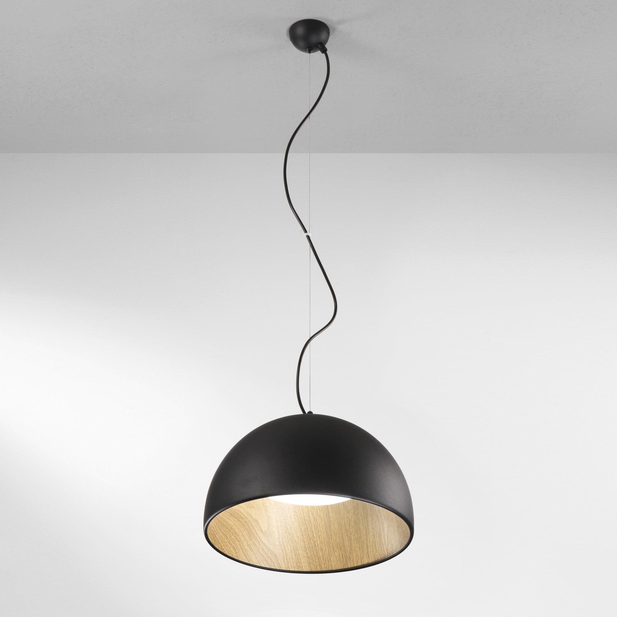 Lampadario design contemporaneo metallo a forma sferica Effetto Legno Nero 181x35cm in Lampade a sospensione Led Mall Home - Napoli, commercioVirtuoso.it