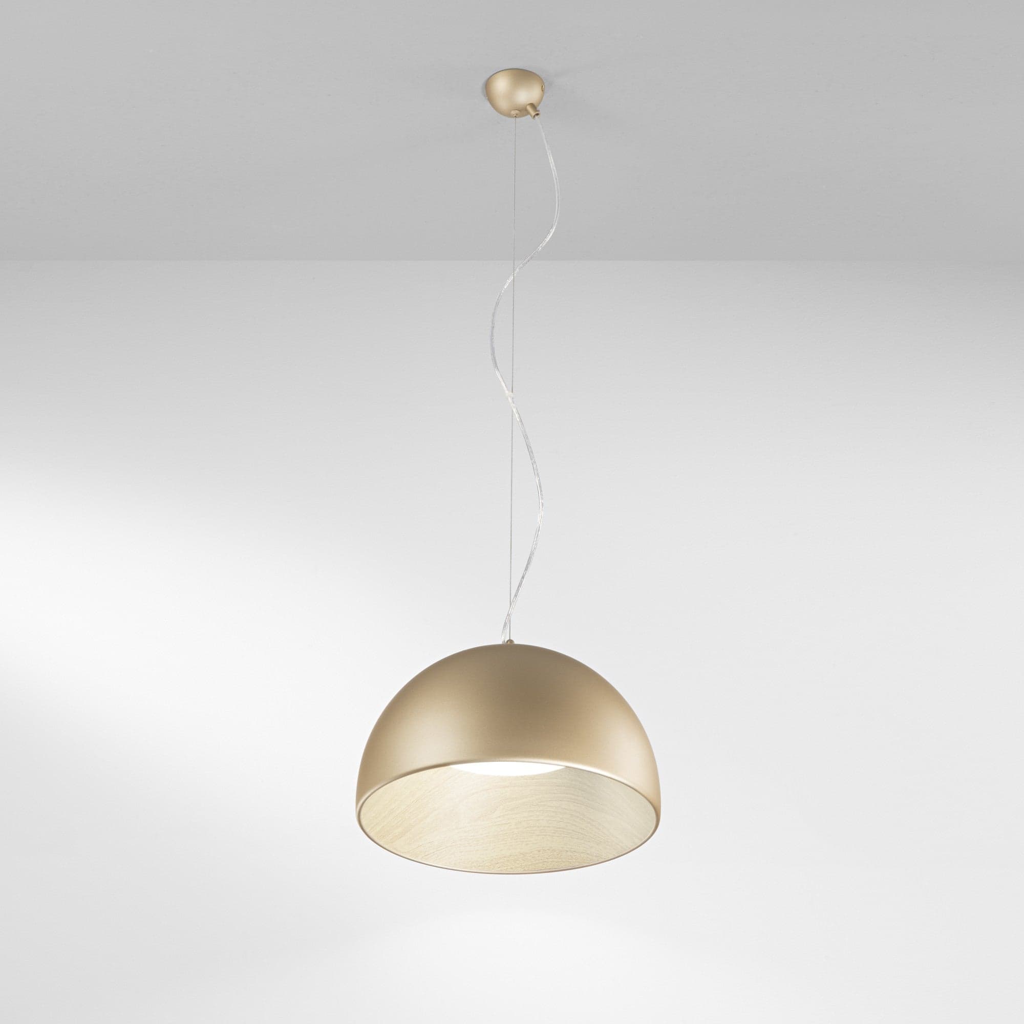 Lampadario design contemporaneo metallo a forma sferica Effetto Legno Oro 181x35cm in Lampade a sospensione Led Mall Home - Napoli, commercioVirtuoso.it
